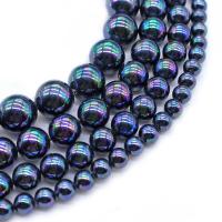 La Perla de Concha Natural, Nácar, Esférico, pulido, Bricolaje & diverso tamaño para la opción, Negro, Vendido por Sarta