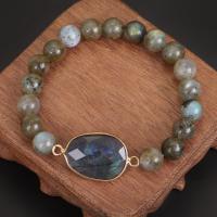 Gemstone Bracelets, Labradorite, with Zinc Alloy, plated, fashion jewelry & for woman, 160mm 