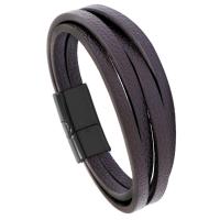 Men Bracelet, PU Leather, with Zinc Alloy, plated, fashion jewelry & multilayer & for man 20.5-22.5CM 