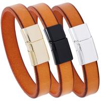 Men Bracelet, Faux Leather, with Zinc Alloy, plated, fashion jewelry & for man longuff1a20.5-22.5CM,widthuff1a1.1CM 