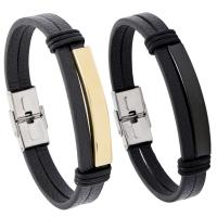 Men Bracelet, PU Leather, with Stainless Steel, plated, fashion jewelry & for man 