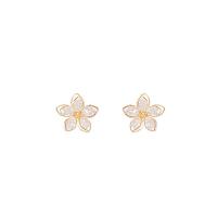 Crystal Jewelry Earring, with 925 Sterling Silver, gold color plated, for woman 