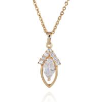 Cubic Zircon Micro Pave Brass Necklace, gold color plated, micro pave cubic zirconia & for woman Inch 