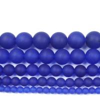 Синий халцедон, голубой халцедон, Круглая, DIY & разный размер для выбора & матовый, королевский голубой, продается Strand