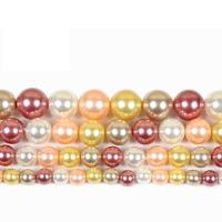 Perles de coquillage de couleur AB, Shell Pearl, Rond, DIY & normes différentes pour le choix, couleurs mélangées, Vendu par brin