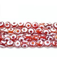 Натуральные тибетские бусины, тибетский агат, Круглая, DIY, красный [about 45 pieces], продается Strand