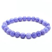 Gemstone Bracelets, Purple Chalcedony, Round, Unisex purple 