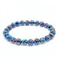 Synthetic Turquoise Bracelet, Round, Unisex blue camouflage 