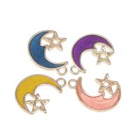 Zinc Alloy Enamel Pendants, with enamel, Moon and Star, plated & DIY 20*14*2mm Approx 2mm 