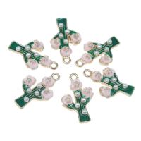 Zinc Alloy Enamel Pendants, with enamel, Opuntia Stricta, plated, DIY, green, 26*16*5mm Approx 3mm 