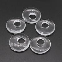 Natural Quartz Pendants, Clear Quartz, Donut, polished, DIY, white, 28*6mm Approx 2mm 