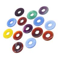 Joyas de piedras preciosas colgante, Donut, pulido, diferente color y patrón para la elección & Bricolaje, más colores para la opción, 28*4mm, agujero:aproximado 10mm, Vendido por UD