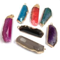 Mixed Agate Pendants, with Zinc Alloy, irregular, gold color plated, DIY 15x50- 
