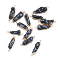 Perlas cultivadas de agua dulce Conector, con metal, Irregular, chapado en color dorado, Bricolaje & 1/1 aro, 6x28-8x30mm, Vendido por UD