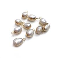 Perlas cultivadas de agua dulce colgante, con metal, Irregular, chapado en color dorado, Bricolaje, 13x18-15x20mm, Vendido por UD