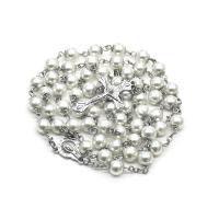 Rosary Necklace, Glass, with Plastic Pearl, fashion jewelry & Unisex 4*2.2CMuff0c1.8cmuff0c16uff23uff2duff0c50uff23uff2d 