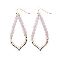 Zinc Alloy Drop Earring, with Natural Stone, fashion jewelry, pink 