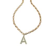Zinc Alloy Necklace, Letter A, fashion jewelry, gold Approx 50.5 