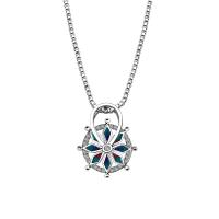 Cubic Zircon Micro Pave Brass Necklace, silver color plated, micro pave cubic zirconia & for woman, multi-colored .5 Inch 
