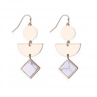 Brass Drop Earring, with Natural Stone & Zinc Alloy, gold color plated, for woman 50mm 