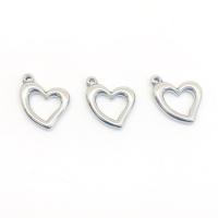 Stainless Steel Heart Pendants, 304 Stainless Steel, silver color plated, DIY 