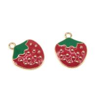 Zinc Alloy Enamel Pendants, with enamel, Strawberry, plated, DIY, red, 18*15*3mm Approx 2mm 