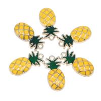 Zinc Alloy Enamel Pendants, with enamel, Pineapple, plated, DIY, yellow, 24*11*3mm Approx 2mm 