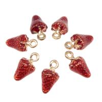 Zinc Alloy Enamel Pendants, with enamel, Strawberry, plated, DIY, red, 15*8mm Approx 2mm 