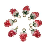 Zinc Alloy Enamel Pendants, with enamel, Strawberry, plated, DIY, red, 13*17mm Approx 2mm 