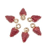 Zinc Alloy Enamel Pendants, with enamel, Strawberry, plated, DIY, red, 16*18mm Approx 2mm 