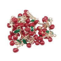 Zinc Alloy Enamel Pendants, with enamel, Cherry, plated & DIY, red, 17*15*5 Approx 2mm 