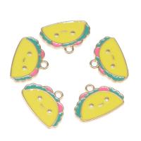 Zinc Alloy Enamel Pendants, with enamel, Dome, plated & DIY, yellow, 14*20*1mm Approx 2mm 