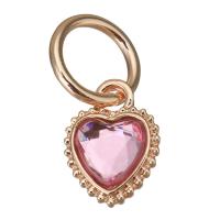 Zinc Alloy Rhinestone Pendants, Heart, plated, DIY, rose gold color Approx 6.5mm 