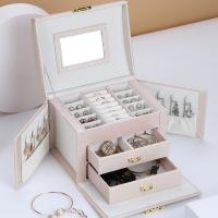 Multifunctional Jewelry Box, PU Leather, Rectangle, plated, portable & durable & for woman 
