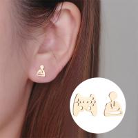 Asymmetric Earrings, Stainless Steel, plated, fashion jewelry & for woman 