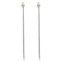 Brass Thread Through Earrings, Star, platinum plated, micro pave cubic zirconia & for woman, 105mm 