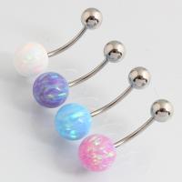 Stainless Steel Belly Ring, 316 Stainless Steel, with Sea Opal, platinum plated, for woman 1.2mm 