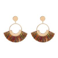 Fashion Tassel Earring, Zinc Alloy, gold color plated, vintage & for woman, multi-colored, 80mm 