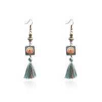 Fashion Tassel Earring, Zinc Alloy, antique brass color plated, vintage & for woman 