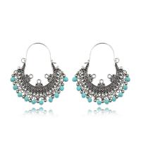 Zinc Alloy Drop Earring, with Seedbead, antique silver color plated, vintage & for woman 