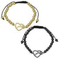 Cubic Zirconia Micro Pave Brass Bracelet, with Polyester Cord, plated, Adjustable & micro pave cubic zirconia & for woman & hollow 6mm Approx 5-10 Inch 