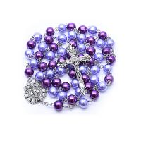 Rosary Necklace, Glass, with Plastic Pearl, fashion jewelry & Unisex 8mmuff0c4.8*3CMuff0c1.8cmuff0c16.5uff23uff2duff0c40uff23uff2duff0c57cm 