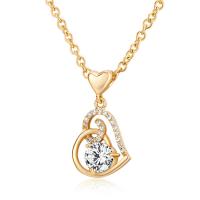 Brass Cubic Zirconia Necklace, gold color plated, micro pave cubic zirconia & for woman .3 Inch 