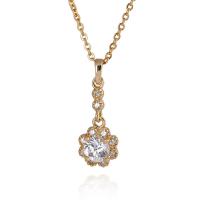 Латунь кубический цирконий ожерелье, плакирован золотом, инкрустированное микро кубического циркония & Женский длина:17.5 дюймовый, продается Strand