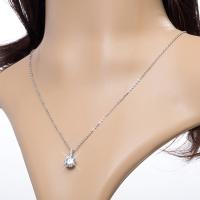Brass Cubic Zirconia Necklace, silver color plated, micro pave cubic zirconia & for woman .5 Inch 