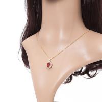 Латунь кубический цирконий ожерелье, плакирован золотом, инкрустированное микро кубического циркония & Женский, красный длина:18.3 дюймовый, продается Strand
