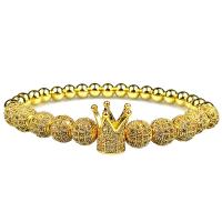 Cubic Zirconia Micro Pave Brass Bracelet, with Cubic Zirconia, fashion jewelry & Unisex, gold, 18.5-19CM 