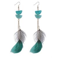 Fashion Feather Earring , Zinc Alloy, with Feather, vintage & fashion jewelry 88mm 