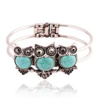 bracelet en alliage zinc à turquoise , alliage de zinc, avec turquoise, bijoux de mode, bleu, 6.3cm, Vendu par PC