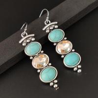 Turquoise Zinc Alloy Earring, with turquoise, fashion jewelry, silver color 